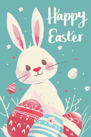 easter holiday background. Easter greeting card, pencil drawing and watercolor paintsの素材
