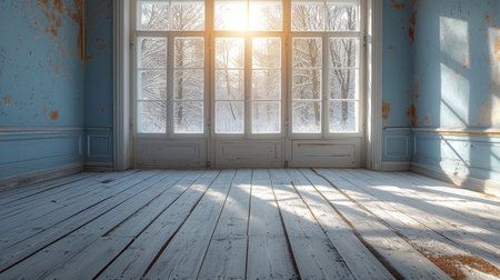 empty room light window old house, tone pastelの素材