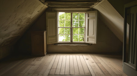 old empty room light window old house, tone pastelの素材