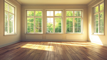 empty room light window old house, tone pastelの素材