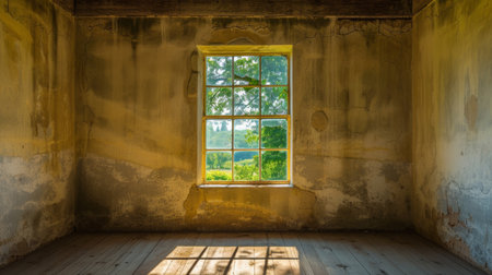 old empty room light window old house, tone pastelの素材