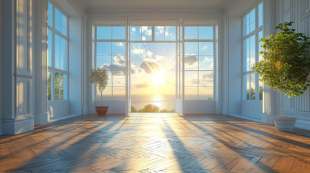 empty room light window old house, tone pastelの素材