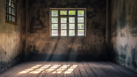 old empty room light window old house, tone pastelの素材