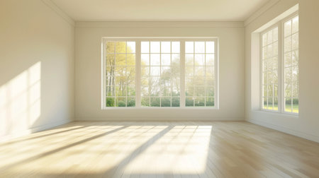empty room light window old house, tone pastelの素材