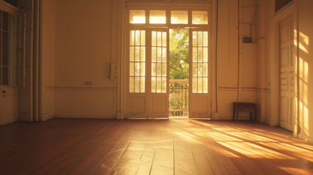 old empty room light window old house, tone pastelの素材