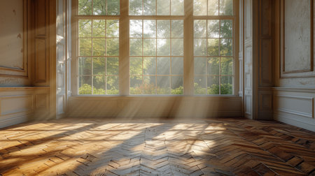empty room light window old house, tone pastelの素材
