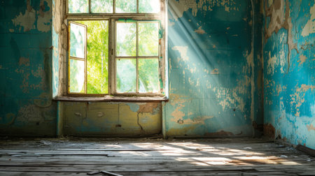 old empty room light window old house, tone pastelの素材