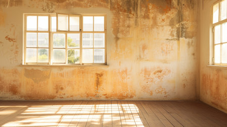 old empty room light window old house, tone pastelの素材