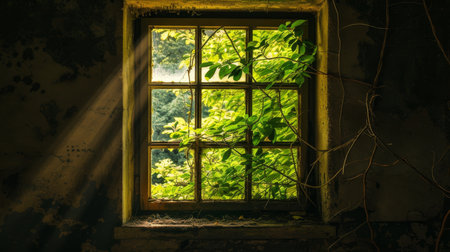 old empty room light window old house, tone pastelの素材