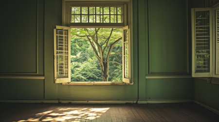 old empty room light window old house, tone pastelの素材