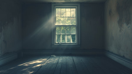 old empty room light window old house, tone pastelの素材