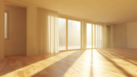 empty room light window old house, tone pastelの素材
