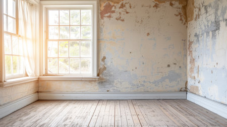 old empty room light window old house, tone pastelの素材