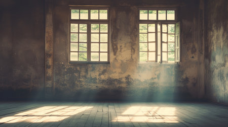 old empty room light window old house, tone pastelの素材