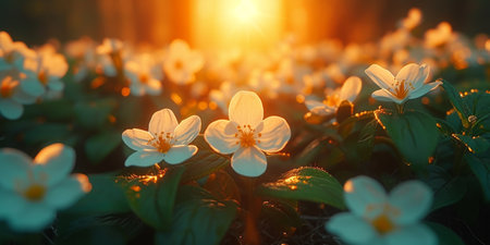 spring summer background with bright beautiful flowersの素材