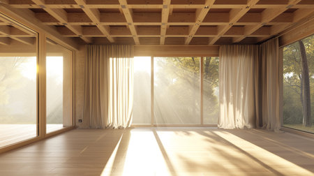 empty room light window old house, tone pastelの素材