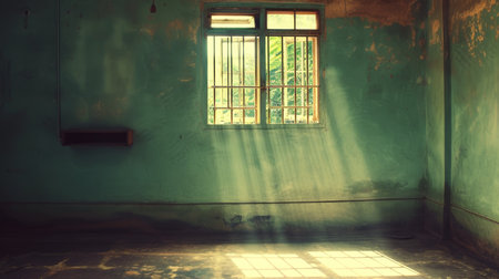 old empty room light window old house, tone pastelの素材
