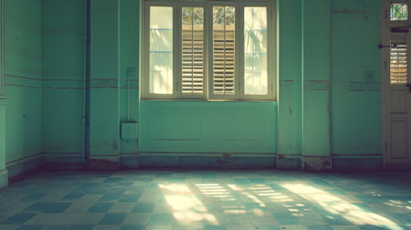 old empty room light window old house, tone pastelの素材