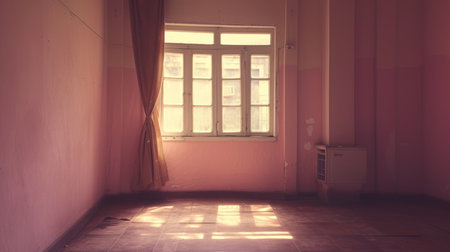 old empty room light window old house, tone pastelの素材