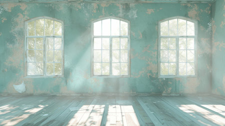old empty room light window old house, tone pastelの素材