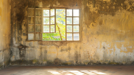 old empty room light window old house, tone pastelの素材