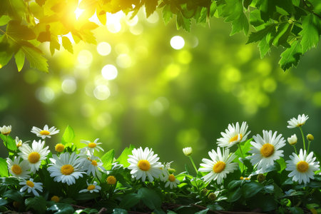 spring summer background with bright beautiful flowersの素材