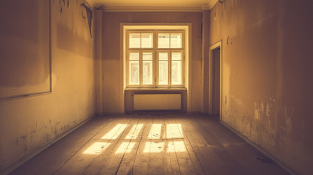 old empty room light window old house, tone pastelの素材
