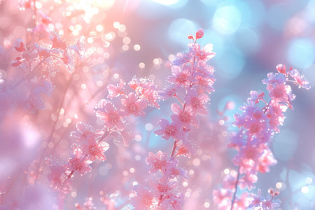spring summer background with bright beautiful flowersの素材