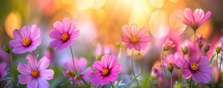spring summer background with bright beautiful flowersの素材