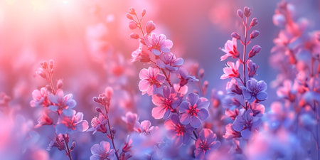 spring summer background with bright beautiful flowersの素材