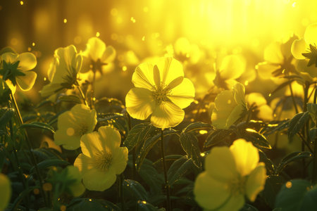 spring summer background with bright beautiful flowersの素材