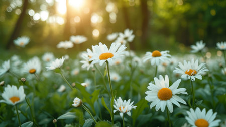 spring summer background with bright beautiful flowersの素材