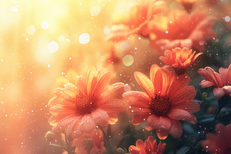 spring summer background with bright beautiful flowersの素材