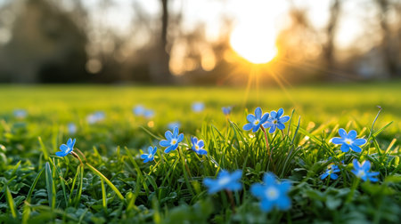spring summer background with bright beautiful flowersの素材