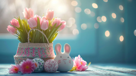 spring summer background with bright beautiful flowersの素材