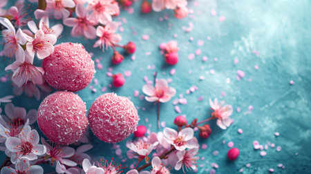 spring summer background with bright beautiful flowersの素材