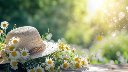 spring summer background with bright beautiful flowersの素材