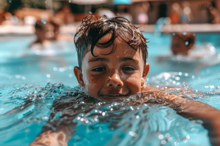 summer relaxing fun in the poolの素材