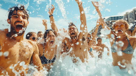 summer relaxing fun in the poolの素材