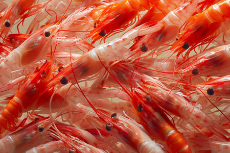 Food sea shrimp. background with prawnの素材
