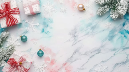 Merry Christmas and Happy New Year background with gift boxesの素材