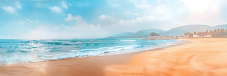 sandy beach against the backdrop of the blue seaの素材