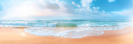 sandy beach against the backdrop of the blue seaの素材