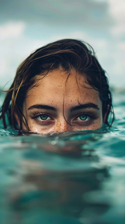 girl against the backdrop of the beach and seashoreの素材