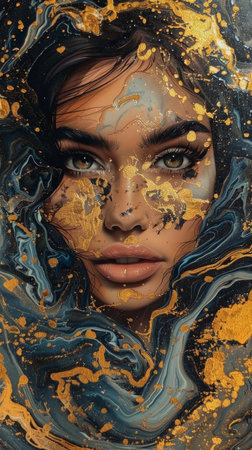 girl face with marble textureの素材