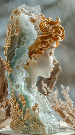 girl face with marble textureの素材