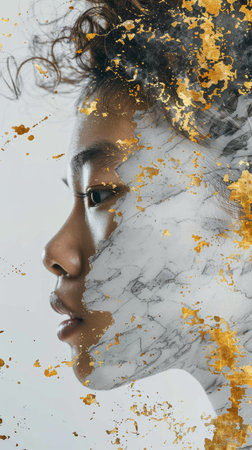 girl face with marble textureの素材