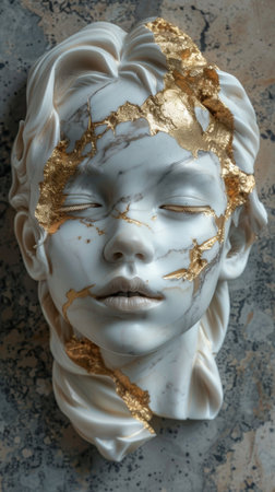 girl face with marble textureの素材