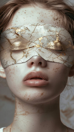 girl face with marble textureの素材