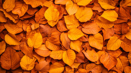 A vibrant pile of yellow autumn leaves on the ground, showing the beauty of fall foliage in a park setting.の素材